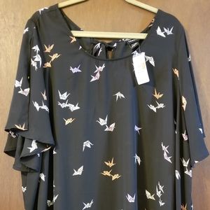 Torrid Size 4 - paper crane origami top - NWT